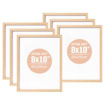 Moldura para fotos ATOBART, 8x10 cm, madeira de carvalho com vidro real, pacote com 6