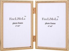 Moldura para fotos FineLimola 4x6", moldura dupla, metal dourado