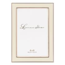Moldura para fotos Lawrence Frames em metal polido esmalte marfim 4x6