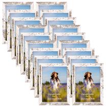 Moldura para fotos PETAFLOP de madeira 5x7, conjunto de 18 peças brancas envelhecidas
