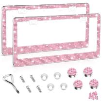 Moldura para Placa Amiss, 2 Unidades, Rosa com Strass, Aço Inoxidável Moldura para Placa Amiss, 2 Unidades, Rosa com Strass, Aço Inoxidável