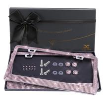 Moldura para Placa XCLPF Pacote com 2 Unidades Rosa com Strass