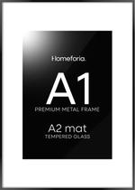 Moldura para pôster Homeforia A1 em metal preto com vidro temperado