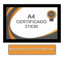 Moldura para Quadro Certificado Com Vidro A4 21X30 - PRETO Moldura para Quadro Certificado Com Vidro A4 21X30 - PRETO