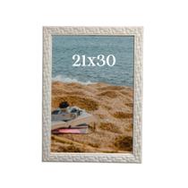 Moldura Porta Retrato de Mesa ou Parede Tamanho 21x30 (A4) Branco Trançado Vidro e Fundo Moldura Porta Retrato de Mesa ou Parede Tamanho 21x30 (A4) Branco Trançado Vidro e Fundo