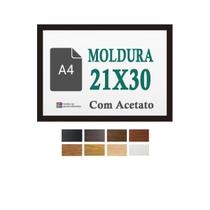 Moldura Preta Quadro 21X30 A4 Certificado Poster Com Acetato