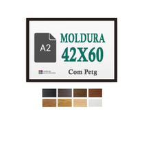 Moldura Preta Quadro 42X60 Cm A2 Arte Poster Com Petg