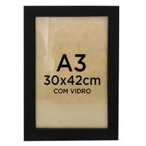 Moldura Quadro A3 30x42 Diploma Certificado Foto Com Vidro - Várias Cores