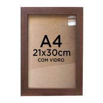 Moldura Quadro A4 21x30 Diploma Certificado Foto com Vidro - Várias Cores