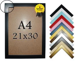 Moldura Quadro A4 21x30 lisa laqueada com vidro e fundo