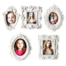 Molduras Mozhixue Vintage Ovaladas Mini de 5 Piezas en Blanco y Dorado