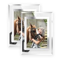 Molduras para fotos de vidro Komimaci 5x7, pacote com 2 molduras prateadas