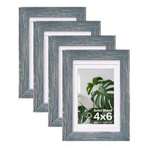 Molduras para fotos Egofine 4x6, azul rústico, madeira maciça, conjunto de 4