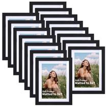 Molduras para fotos EYMPEU 5x7 com madeira preta fosca, conjunto de 15 Molduras para fotos EYMPEU 5x7 com madeira preta fosca, conjunto de 15