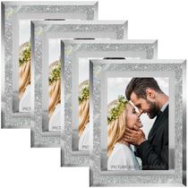 Molduras para fotos HIKWADERY Silver 10x15cm, conjunto de 4 com vidro real