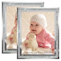 Molduras para fotos HIKWADERY Silver 20x25cm Conjunto de 2 com vidro