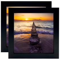 Molduras para fotos LEKAIYA 6x6 pretas, conjunto de 2 molduras de madeira para mesa