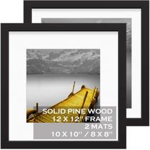 Molduras para fotos Tiblue 12x12 em madeira maciça preta, conjunto de 2