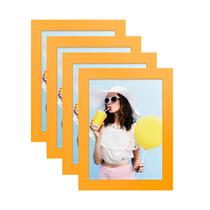Molduras para fotos wyooxoo, conjunto de 4 molduras de madeira maciça laranja, 5x7