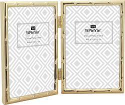 Molduras para fotos YiPinYin Bamboo Gold Metal 10x15cm Double
