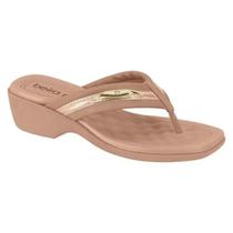 Moleca Tamanco Feminina Nude Ouro Rosado Ortopédica -