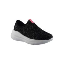 Molekinha Tenis Tecido Shine Preto