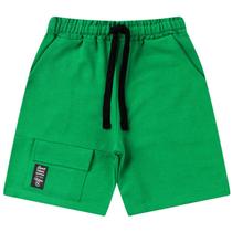 Moletinhho verde lisa bermuda cargo infantil com regulagem cintura