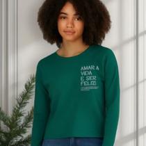 Moletinho Feminino Gola Careca Com Estampa- Cereja Rosa