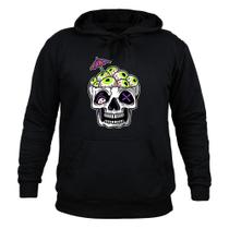 Moletom 100% Algodão Canguru Caveira Olhos