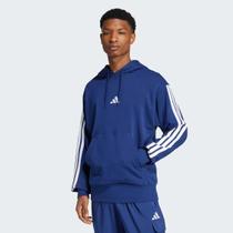 Moletom Adidas Essentials 3 Stripes com Capuz Azul Moletom Adidas Essentials 3 Stripes com Capuz Azul
