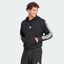 Moletom Adidas Essentials 3 Stripes com Capuz Preto