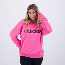 Moletom Adidas Logo Linear Feminino Rosa e Preto