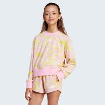 Moletom Adidas Printed Juvenil Feminino Amarelo e Rosa