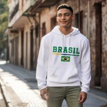 Moletom Adulto 100% Algodao Brasil Copa Hexa Unissex Macio Confortavel Canguru Seleção Brasileira