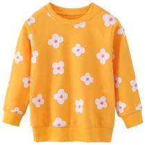Moletom AIWUHE para meninas com gola redonda, manga comprida, 5T, amarelo