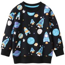 Moletom AIWUHE Toddler com gola redonda, pulôver de algodão 2T-6Y, preto