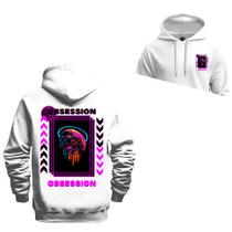 Moletom Algodão Canguru Inverno Premium Estampado Obsession Frente Costas