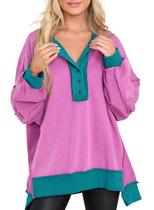 Moletom AlvaQ Oversized para mulheres outono inverno 2024 roxo