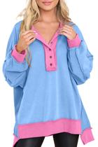 Moletom AlvaQ Pullover para mulheres 2024, inverno, azul celeste, rosa