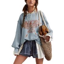 Moletom Amiblvowa com estampa grande para mulheres com estampa Y2k