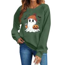 Moletom ASTANFY Halloween Ghost Pumpkin Coffee Lover