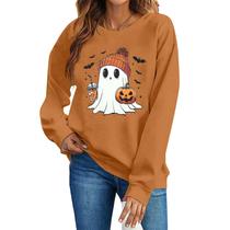 Moletom ASTANFY Halloween Ghost Pumpkin Coffee Lover