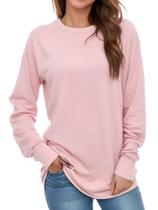 Moletom AURUZA para mulheres de manga comprida com gola redonda rosa tamanho M Moletom AURUZA para mulheres de manga comprida com gola redonda rosa tamanho M