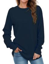 Moletom AURUZA para mulheres de manga comprida, gola redonda, azul escuro, S Moletom AURUZA para mulheres de manga comprida, gola redonda, azul escuro, S