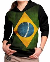 Moletom Bandeira Brasil feminino blusa casaco
