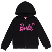 Moletom Barbie Little Girls French Terry com zíper preto 4-5
