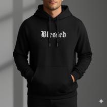 Moletom Blessed Estampa Gótica Dark Unissex Flanelado Quente