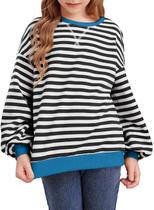 Moletom blibean Tween Girls, outono, algodão, listrado, tamanho 8-9Y