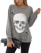 Moletom Blooming Jelly Halloween Skull Graphic feminino 2024