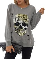 Moletom Blooming Jelly Halloween Skull Graphic feminino 2024